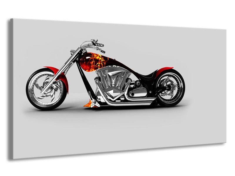 Canvas Schilderij Motor | Grijs, Zwart, Oranje | 190x100cm 1Luik