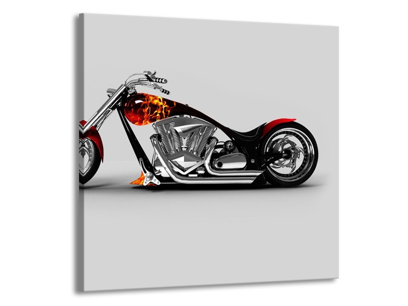 Glasschilderij Motor | Grijs, Zwart, Oranje | 50x50cm 1Luik