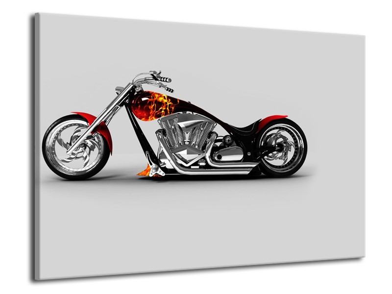 Canvas Schilderij Motor | Grijs, Zwart, Oranje | 70x50cm 1Luik