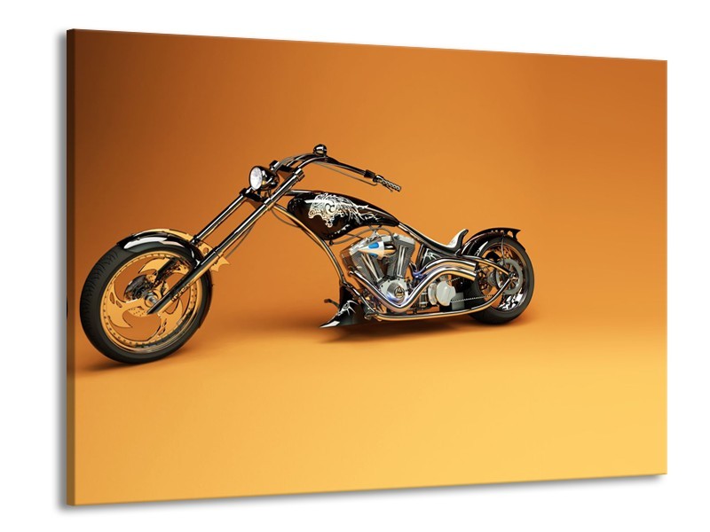 Canvas Schilderij Motor | Bruin, Geel, Oranje | 100x70cm 1Luik