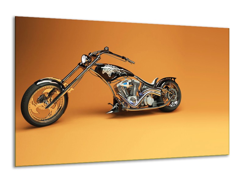 Glasschilderij Motor | Bruin, Geel, Oranje | 120x70cm 1Luik