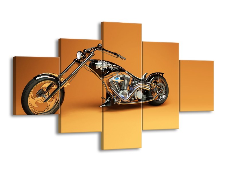 Glasschilderij Motor | Bruin, Geel, Oranje | 125x70cm 5Luik