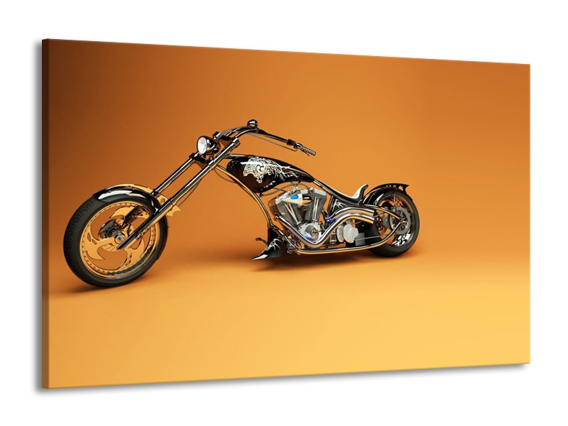 Canvas Schilderij Motor | Bruin, Geel, Oranje | 140x90cm 1Luik