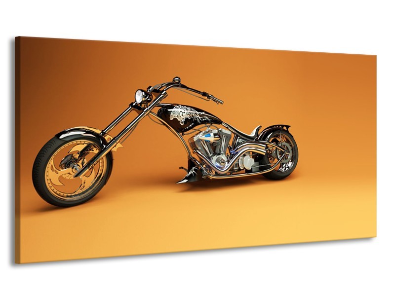 Canvas Schilderij Motor | Bruin, Geel, Oranje | 170x90cm 1Luik
