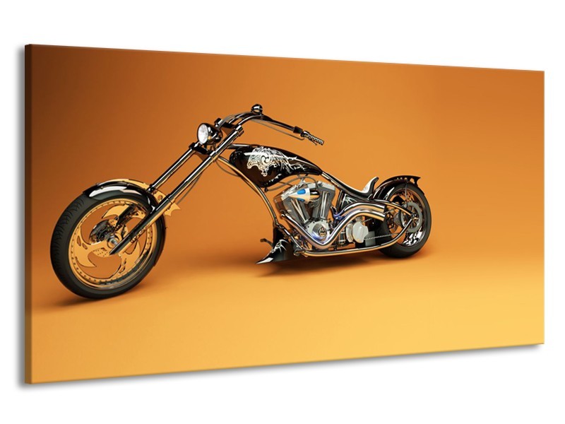 Canvas Schilderij Motor | Bruin, Geel, Oranje | 190x100cm 1Luik