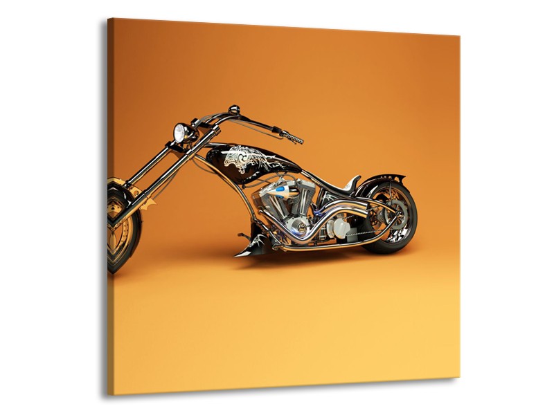 Glasschilderij Motor | Bruin, Geel, Oranje | 50x50cm 1Luik