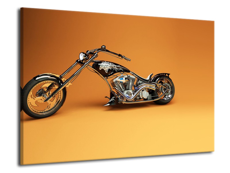 Canvas Schilderij Motor | Bruin, Geel, Oranje | 70x50cm 1Luik