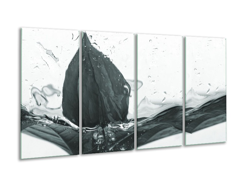 Glasschilderij Bloem | Grijs, Wit | 160x80cm 4Luik