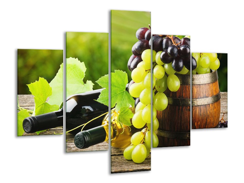 Glasschilderij Keuken, Druiven | Groen, Bruin | 100x70cm 5Luik