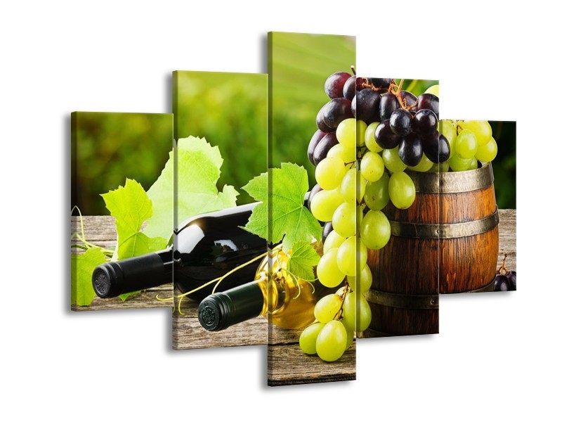 Glasschilderij Keuken, Druiven | Groen, Bruin | 150x105cm 5Luik