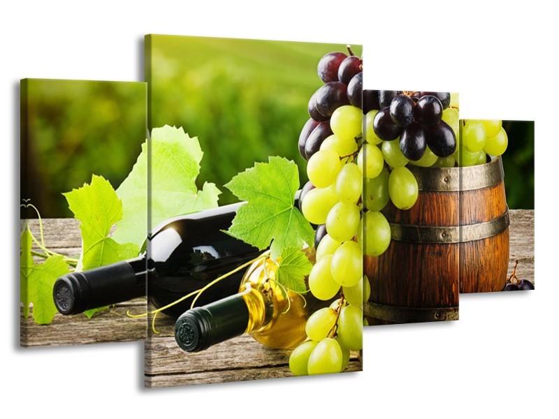 Glasschilderij Keuken, Druiven | Groen, Bruin | 160x90cm 4Luik