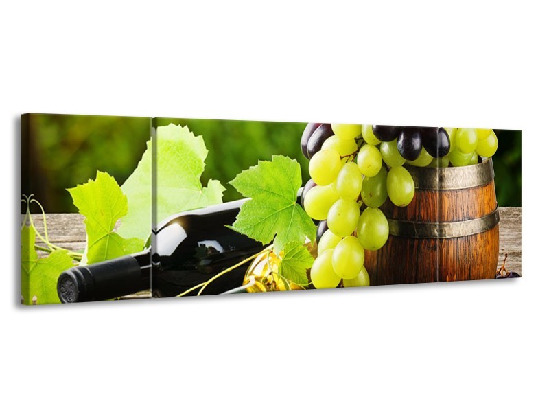 Glasschilderij Keuken, Druiven | Groen, Bruin | 170x50cm 3Luik