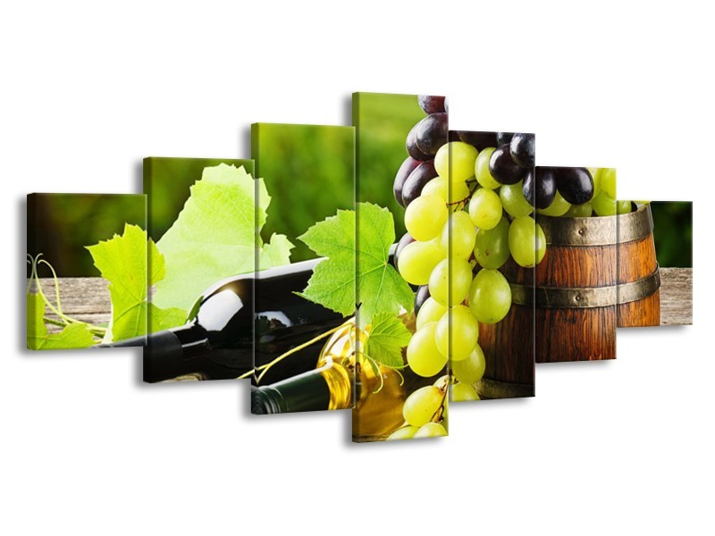 Glasschilderij Keuken, Druiven | Groen, Bruin | 210x100cm 7Luik