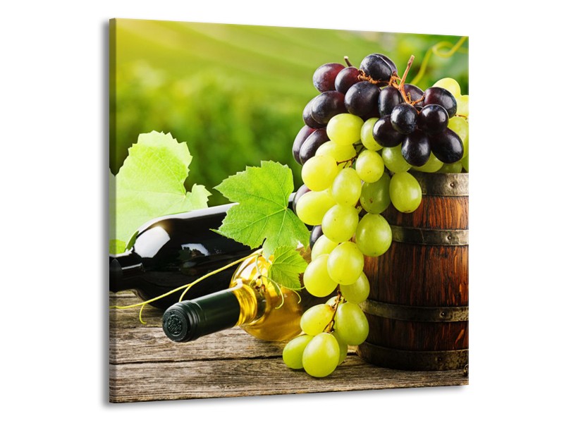 Glasschilderij Keuken, Druiven | Groen, Bruin | 50x50cm 1Luik