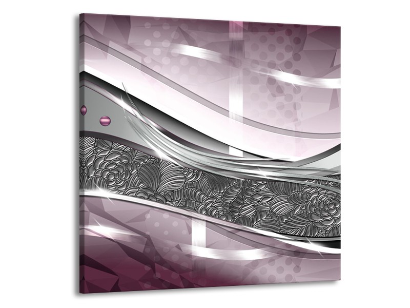 Canvas Schilderij Modern, Design | Grijs, Paars, Roze | 50x50cm 1Luik