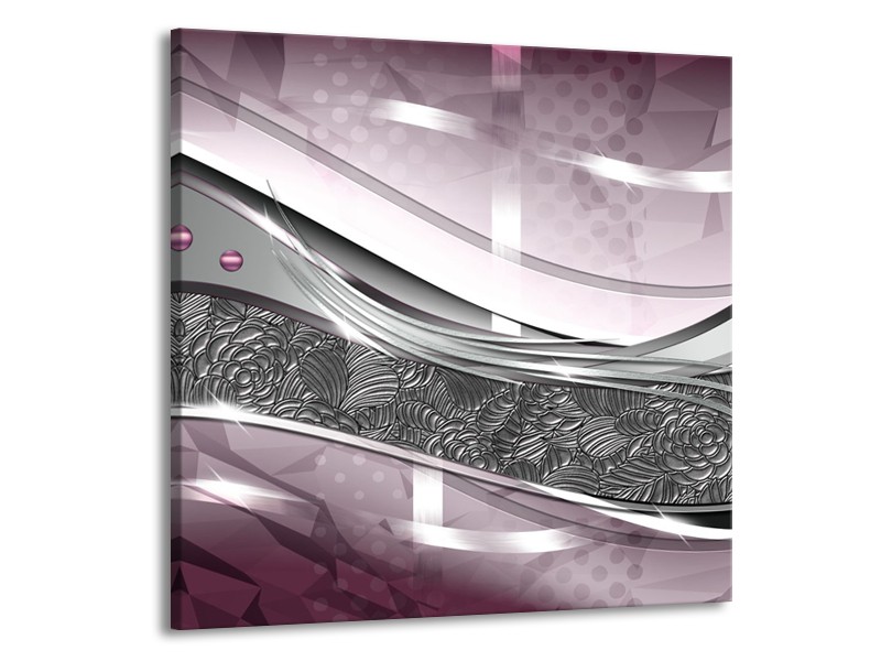 Glasschilderij Modern, Design | Grijs, Paars, Roze | 70x70cm 1Luik