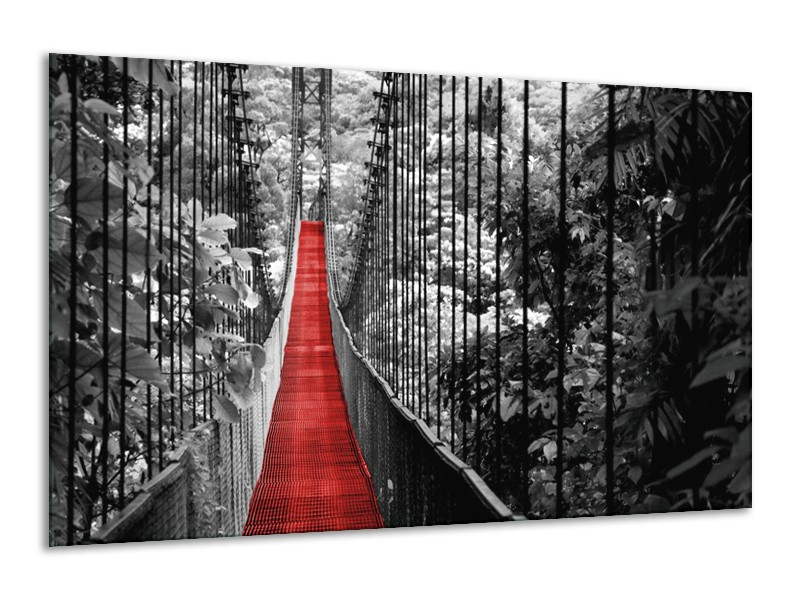 Canvas Schilderij Natuur, Brug | Zwart, Wit, Rood | 120x70cm 1Luik