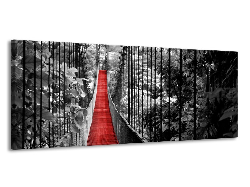 Canvas Schilderij Natuur, Brug | Zwart, Wit, Rood | 145x58cm 1Luik