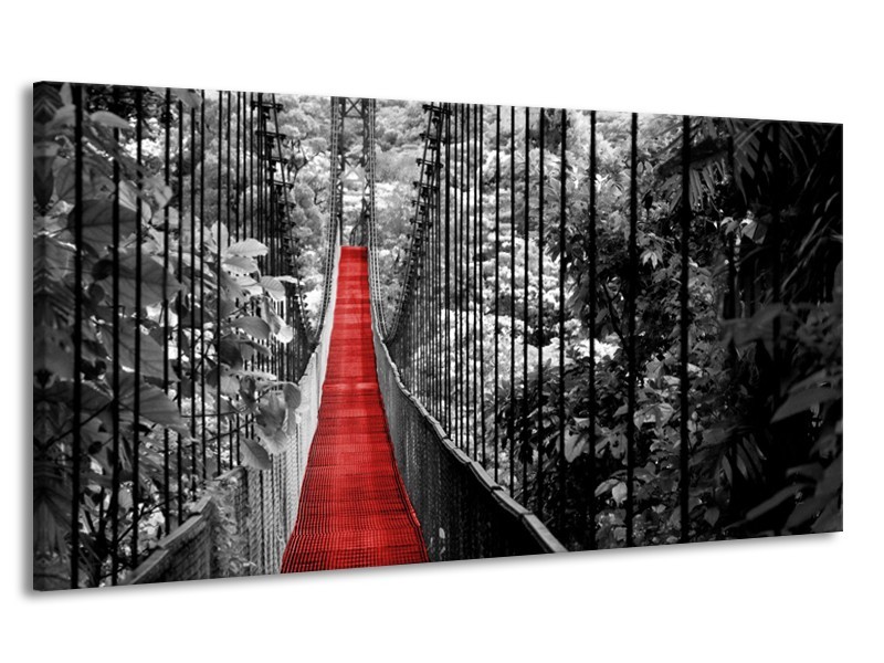 Canvas Schilderij Natuur, Brug | Zwart, Wit, Rood | 170x90cm 1Luik