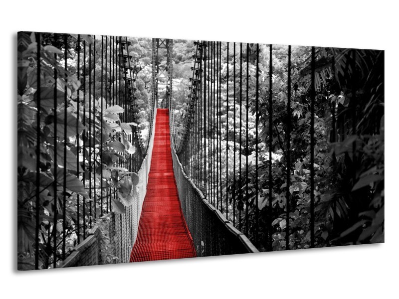 Canvas Schilderij Natuur, Brug | Zwart, Wit, Rood | 190x100cm 1Luik