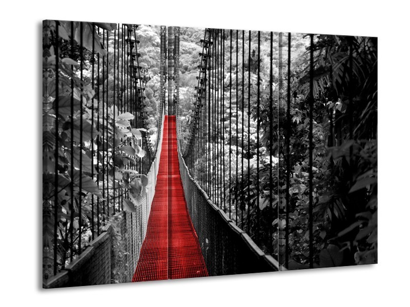 Glasschilderij Natuur, Brug | Zwart, Wit, Rood | 60x90cm 3Luik