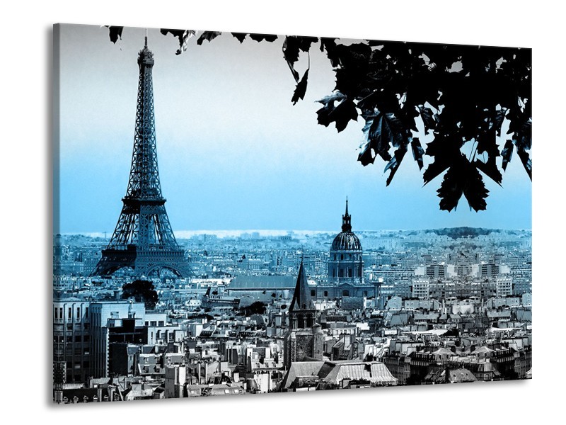 Canvas Schilderij Parijs, Eiffeltoren | Blauw, Grijs | 100x70cm 1Luik