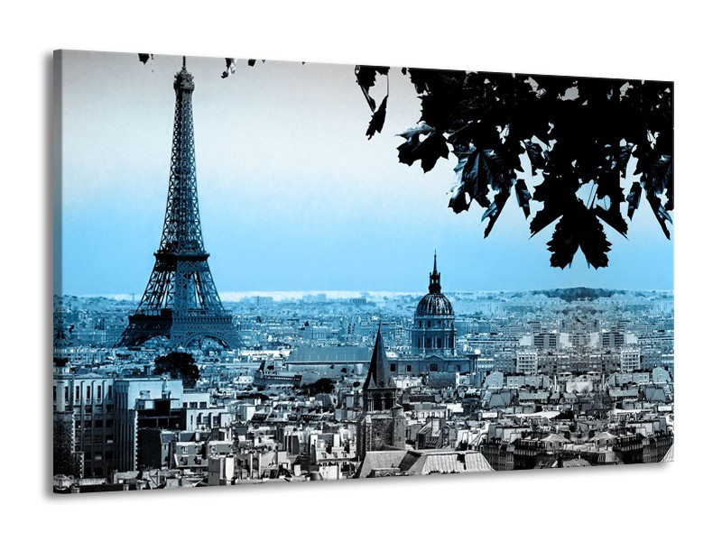 Canvas Schilderij Parijs, Eiffeltoren | Blauw, Grijs | 140x90cm 1Luik