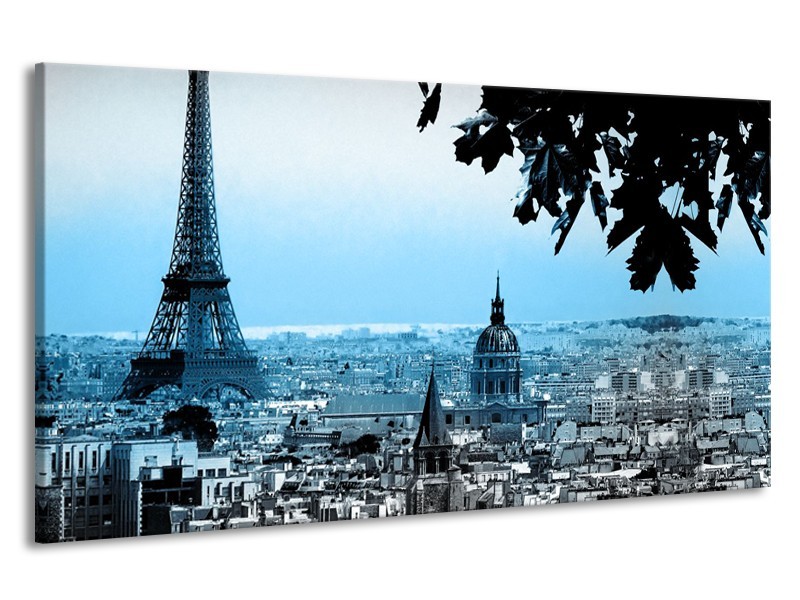 Canvas Schilderij Parijs, Eiffeltoren | Blauw, Grijs | 190x100cm 1Luik