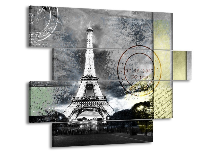 Glasschilderij Parijs, Eiffeltoren | Grijs | 115x85cm 4Luik