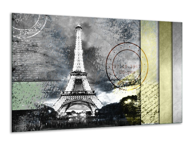 Glasschilderij Parijs, Eiffeltoren | Grijs | 120x70cm 1Luik