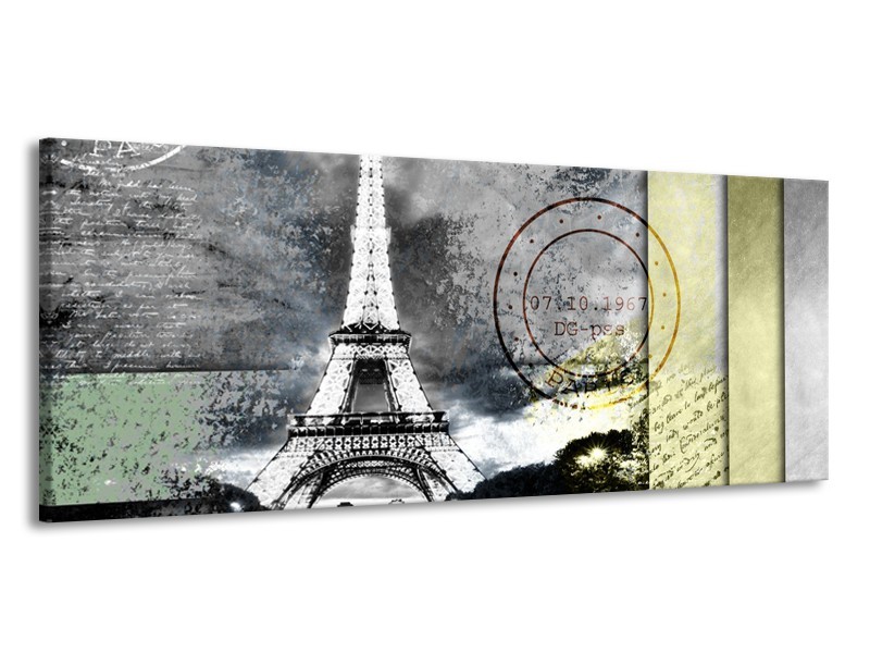 Canvas Schilderij Parijs, Eiffeltoren | Grijs | 145x58cm 1Luik