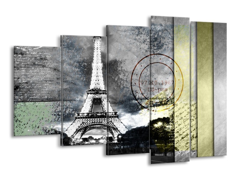 Canvas Schilderij Parijs, Eiffeltoren | Grijs | 150x100cm 5Luik