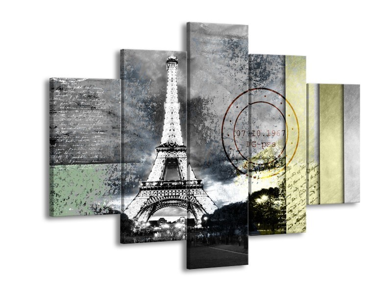 Glasschilderij Parijs, Eiffeltoren | Grijs | 150x105cm 5Luik
