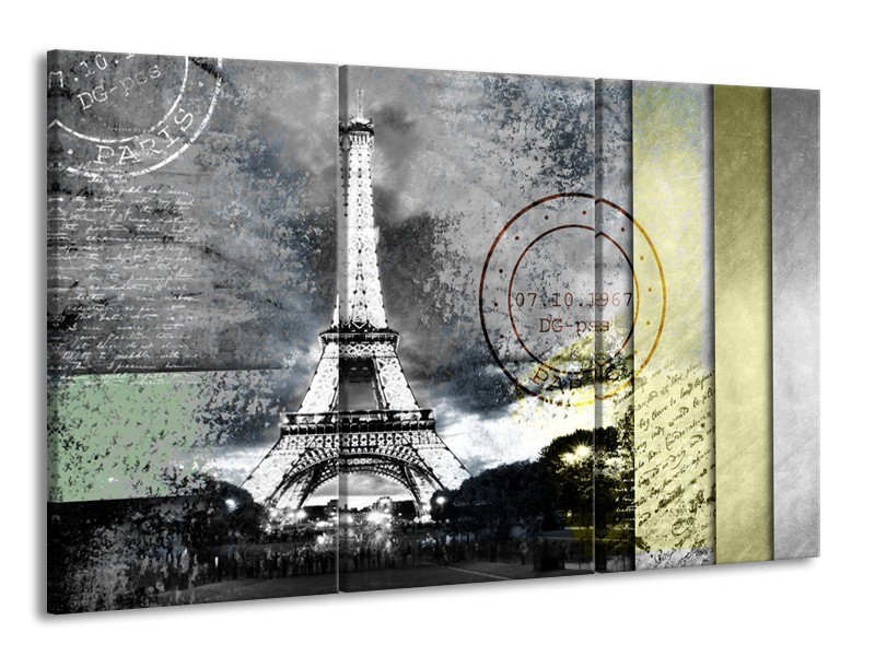 Canvas Schilderij Parijs, Eiffeltoren | Grijs | 165x100cm 3Luik