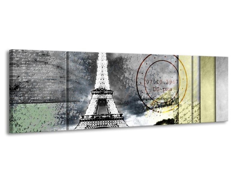 Canvas Schilderij Parijs, Eiffeltoren | Grijs | 170x50cm 3Luik
