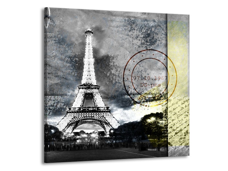 Glasschilderij Parijs, Eiffeltoren | Grijs | 50x50cm 1Luik