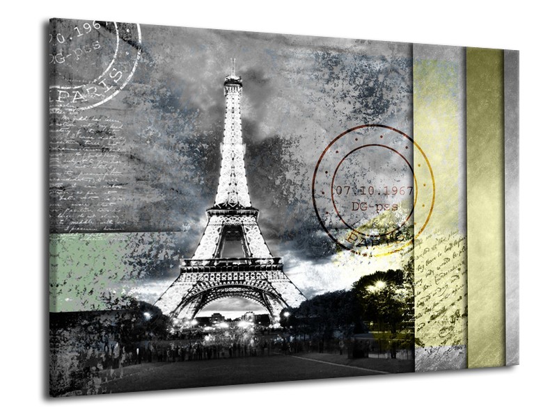 Glasschilderij Parijs, Eiffeltoren | Grijs | 70x50cm 1Luik