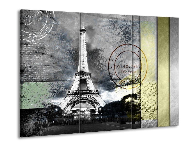 Canvas Schilderij Parijs, Eiffeltoren | Grijs | 60x90cm 3Luik