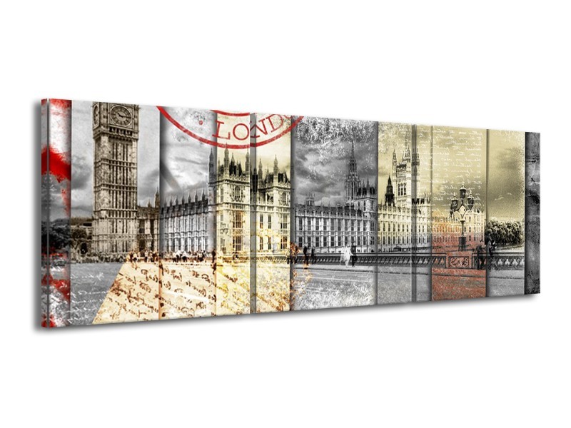 Canvas Schilderij Engeland, London | Grijs | 150x50cm 3Luik