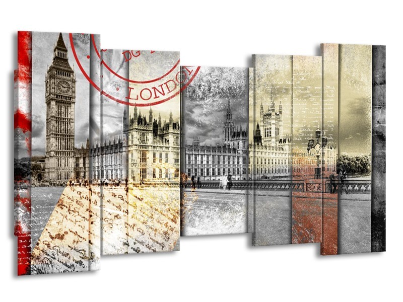 Canvas Schilderij Engeland, London | Grijs | 150x80cm 5Luik