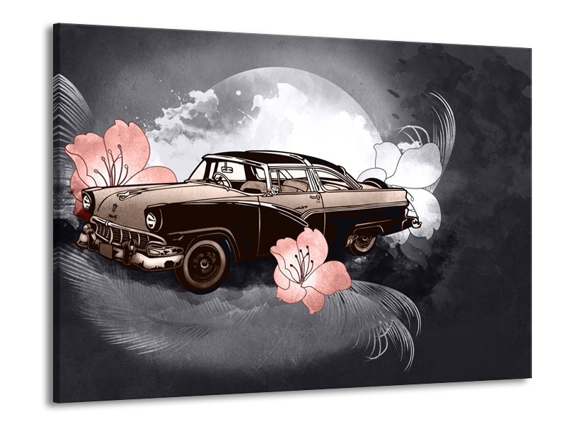 Canvas Schilderij Oldtimer, Auto | Grijs | 100x70cm 1Luik