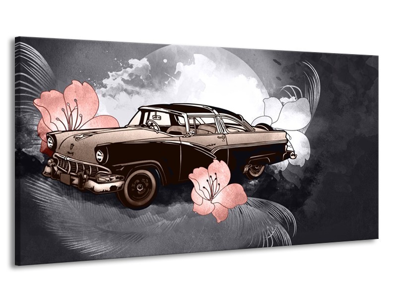 Canvas Schilderij Oldtimer, Auto | Grijs | 170x90cm 1Luik