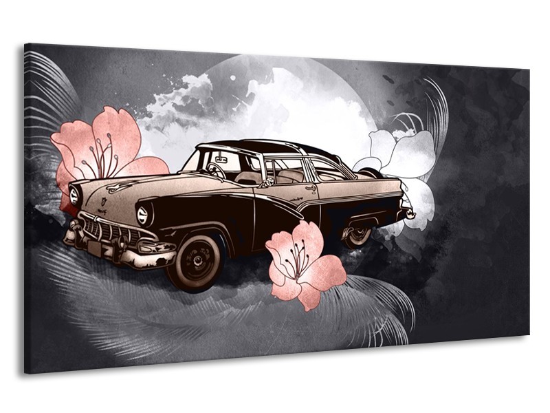 Canvas Schilderij Oldtimer, Auto | Grijs | 190x100cm 1Luik