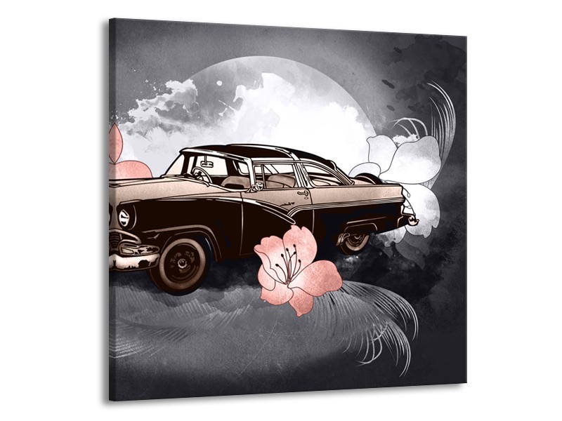 Canvas Schilderij Oldtimer, Auto | Grijs | 50x50cm 1Luik