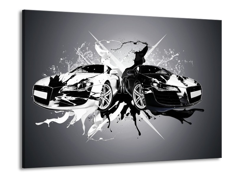 Glasschilderij Audi, Auto | Zwart, Wit, Grijs | 100x70cm 1Luik