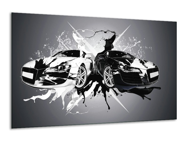 Glasschilderij Audi, Auto | Zwart, Wit, Grijs | 120x70cm 1Luik