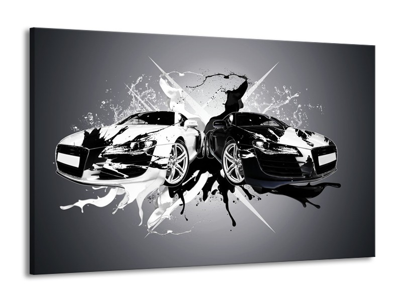 Canvas Schilderij Audi, Auto | Zwart, Wit, Grijs | 140x90cm 1Luik