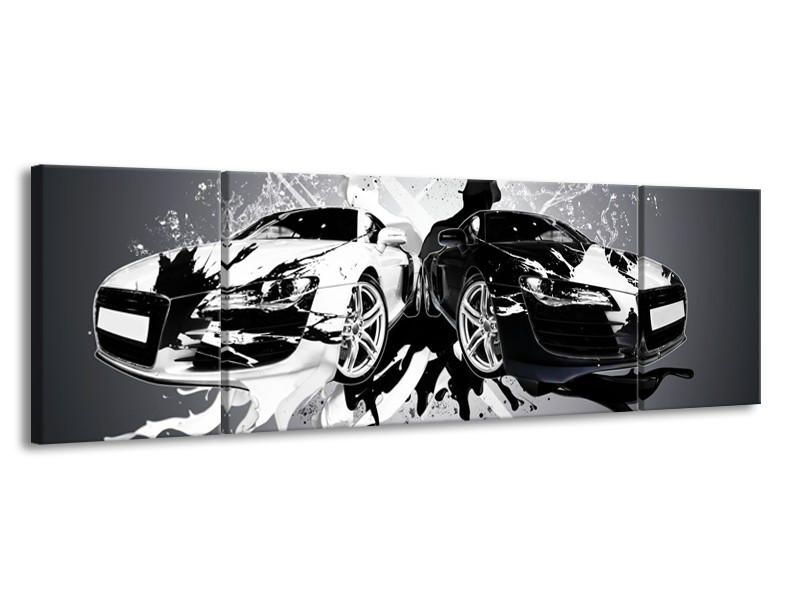 Glasschilderij Audi, Auto | Zwart, Wit, Grijs | 170x50cm 3Luik