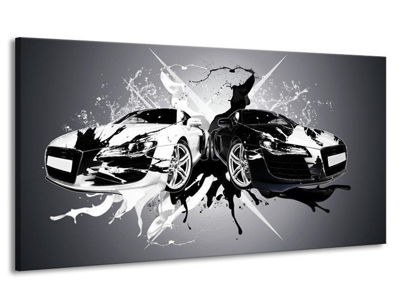 Canvas Schilderij Audi, Auto | Zwart, Wit, Grijs | 170x90cm 1Luik