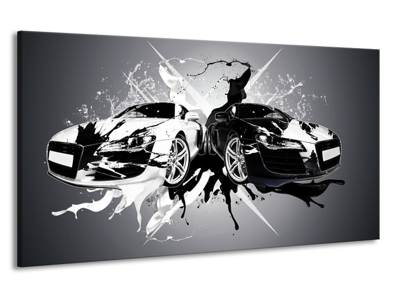 Canvas Schilderij Audi, Auto | Zwart, Wit, Grijs | 190x100cm 1Luik
